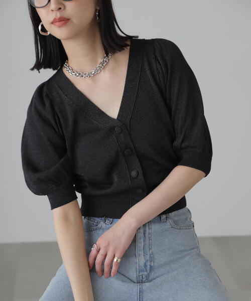 FREE'S MART（フリーズマート）の「◆ボリュームスリーブ半袖ショートカーディガン（カーディガン/ボレロ・レディース・ブラック系その他/レッド/ライトグリーン/シルバー系その他・FREE）」の11枚目の写真