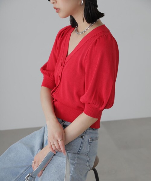 FREE'S MART（フリーズマート）の「◆ボリュームスリーブ半袖ショートカーディガン（カーディガン/ボレロ・レディース・ブラック系その他/レッド/ライトグリーン/シルバー系その他・FREE）」の19枚目の写真