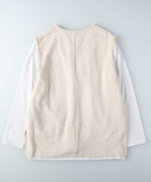 Right-on(ライトオン)の「【HONEYSUCKLE ROSE】カットツイードベストレイヤード(アンサンブル・レディース・オフホワイト/ブラック・M/L)」の5枚目の写真