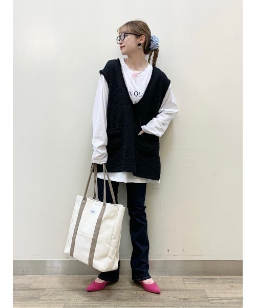 Right-on(ライトオン)の「【HONEYSUCKLE ROSE】カットツイードベストレイヤード(アンサンブル・レディース・オフホワイト/ブラック・M/L)」の20枚目の写真