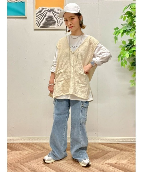 Right-on(ライトオン)の「【HONEYSUCKLE ROSE】カットツイードベストレイヤード(アンサンブル・レディース・オフホワイト/ブラック・M/L)」の13枚目の写真