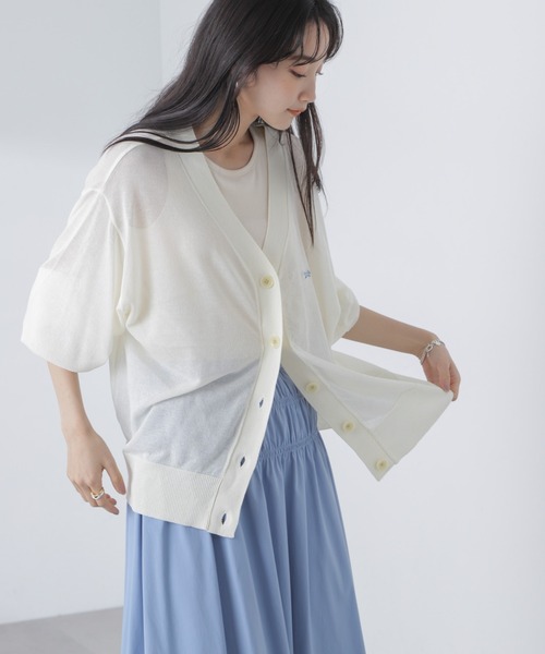 PENNEYS(ぺニーズ)の「PENNEYS/PENNEYS別注TheFOXシアーカーディガン(カーディガン/ボレロ・レディース・ブラック/アイボリー/グリーン・FREE)」の2枚目の写真