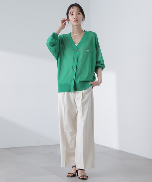 PENNEYS(ぺニーズ)の「PENNEYS/PENNEYS別注TheFOXシアーカーディガン(カーディガン/ボレロ・レディース・ブラック/アイボリー/グリーン・FREE)」の8枚目の写真