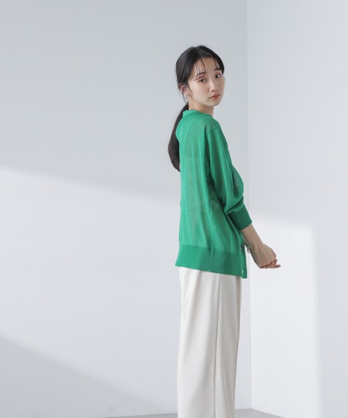 PENNEYS(ぺニーズ)の「PENNEYS/PENNEYS別注TheFOXシアーカーディガン(カーディガン/ボレロ・レディース・ブラック/アイボリー/グリーン・FREE)」の10枚目の写真