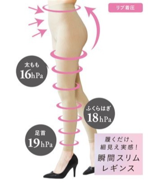 tutuanna(チュチュアンナ)の「瞬間スリムレギンス(リブ着圧タイプ)(レギンス/スパッツ・レディース・サンドベージュ/アッシュグレー/ブラック・M/L)」の4枚目の写真