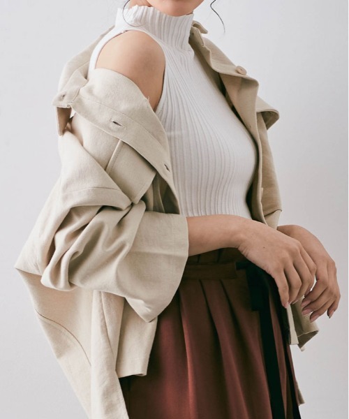 kirakiraShop(キラキラショップ)の「ハイネック ノースリーブ プリーツ ニット トップス(ニット/セーター・レディース・ホワイト/ブラック/ベージュ/グレー/レッド/モカ/アイボリー・FREE)」の15枚目の写真
