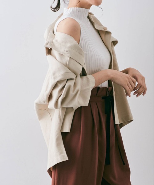 kirakiraShop(キラキラショップ)の「ハイネック ノースリーブ プリーツ ニット トップス(ニット/セーター・レディース・ホワイト/ブラック/ベージュ/グレー/レッド/モカ/アイボリー・FREE)」の16枚目の写真
