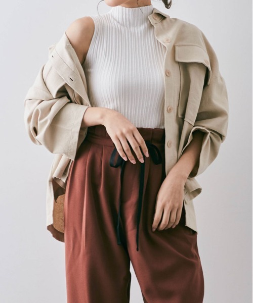 kirakiraShop(キラキラショップ)の「ハイネック ノースリーブ プリーツ ニット トップス(ニット/セーター・レディース・ホワイト/ブラック/ベージュ/グレー/レッド/モカ/アイボリー・FREE)」の22枚目の写真