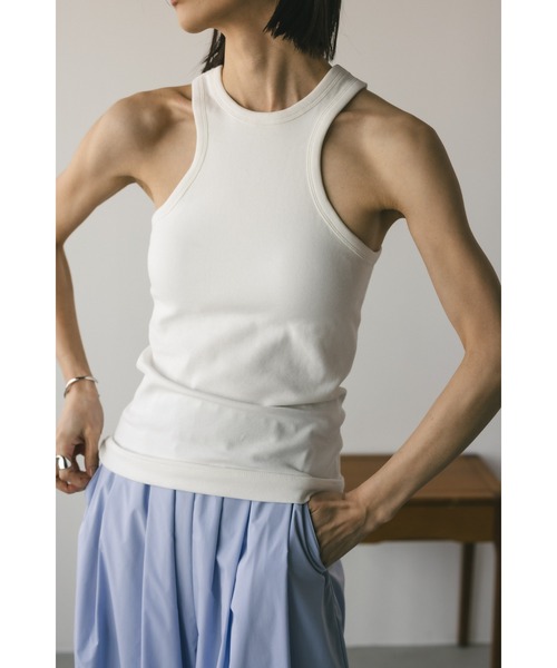 STYLEMIXER（スタイルミキサー）の「カップ付きカーブアメスリタンク（タンクトップ・レディース・ライトイエロー/ブラック/ホワイト・SMALL/MEDIUM）」の2枚目の写真