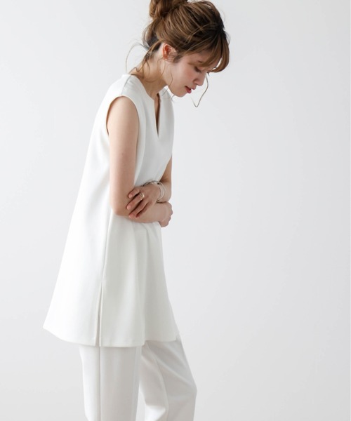 AMELY(エミリー)の「【セットアップ】キーネックセットアップ/伸縮生地/着回し自在/スタイルアップ(セットアップ・レディース・ブラウン/ブラック/ホワイト・M/L)」の19枚目の写真