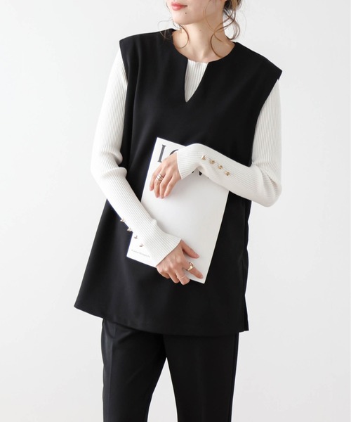 AMELY(エミリー)の「【セットアップ】キーネックセットアップ/伸縮生地/着回し自在/スタイルアップ(セットアップ・レディース・ブラウン/ブラック/ホワイト・M/L)」の22枚目の写真