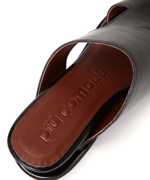 piu comoda(ピュコモダ)の「(piu comoda)アシンメトリーウエッジサンダル(サンダル・レディース・ブラック/ホワイト/ブラウン・38/36/37)」の6枚目の写真