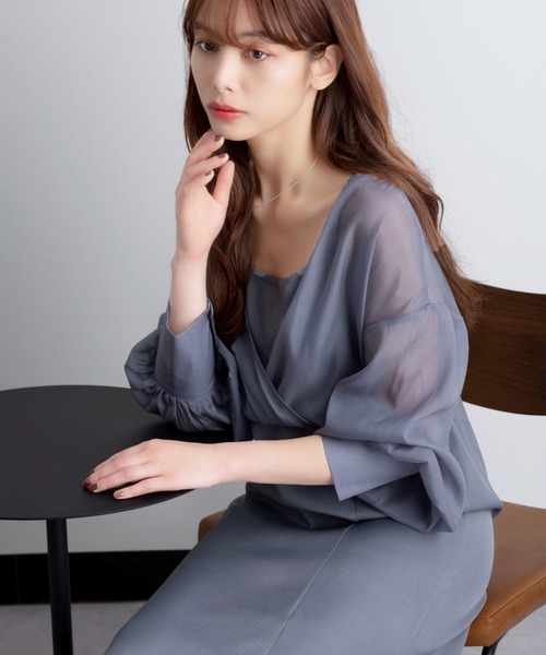 ABITOKYO(アビトーキョー)の「2WAYレイヤードシアードッキングマーメイドワンピース(ワンピース・レディース・ブラック/ベージュ/ブルーグレー・L/M)」の2枚目の写真