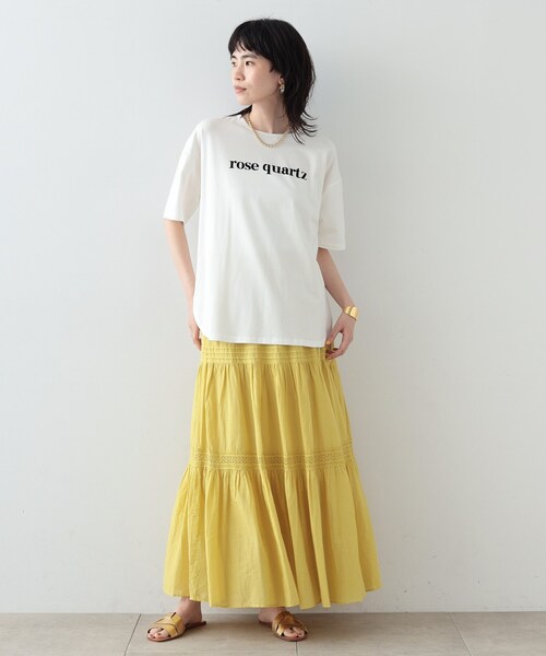 GALLEST（ギャレスト）の「◆ティアードレーススカート（スカート・レディース・ワインレッド/イエロー/ダークブラウン・34/38）」の4枚目の写真