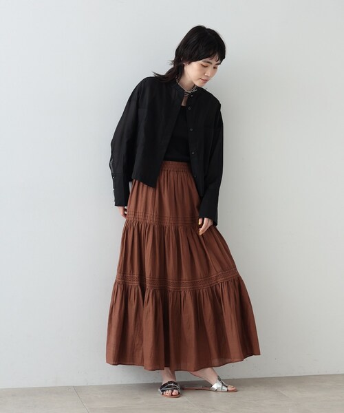 GALLEST（ギャレスト）の「◆ティアードレーススカート（スカート・レディース・ワインレッド/イエロー/ダークブラウン・34/38）」の9枚目の写真