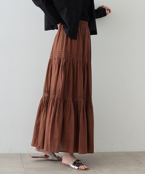 GALLEST（ギャレスト）の「◆ティアードレーススカート（スカート・レディース・ワインレッド/イエロー/ダークブラウン・34/38）」の11枚目の写真