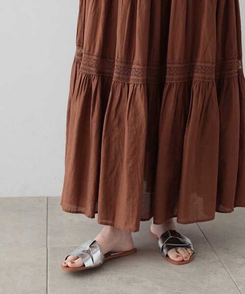 GALLEST（ギャレスト）の「◆ティアードレーススカート（スカート・レディース・ワインレッド/イエロー/ダークブラウン・34/38）」の12枚目の写真