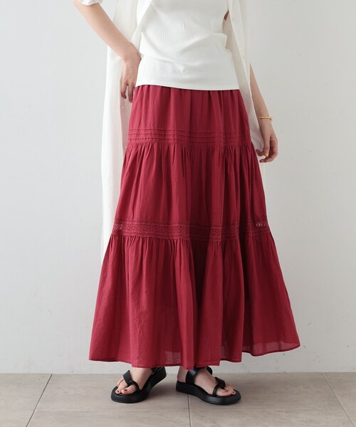 GALLEST（ギャレスト）の「◆ティアードレーススカート（スカート・レディース・ワインレッド/イエロー/ダークブラウン・34/38）」の13枚目の写真