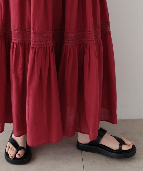 GALLEST（ギャレスト）の「◆ティアードレーススカート（スカート・レディース・ワインレッド/イエロー/ダークブラウン・34/38）」の14枚目の写真