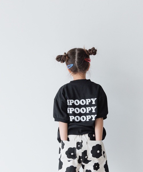 LOWRYS FARM(ローリーズファーム)の「フロッキープリントTシャツSS 118836(Tシャツ/カットソー・キッズ・ブラック/パープル/グリーン・110cm/120cm/130cm/140cm/150cm)」の2枚目の写真