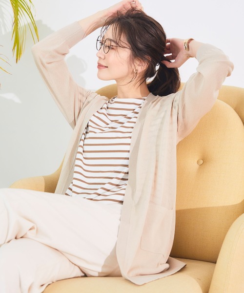 CROSS FUNCTION（クロスファンクション）の「《接触冷感》エブ楽フレンチスリーブTシャツ【CF/クロスファンクション】（Tシャツ/カットソー・レディース・マスタード/オフホワイト/ブラウン/ブラック/グリーン/オレンジ/ブラウン系その他/ブルー・LL/M/L）」の17枚目の写真