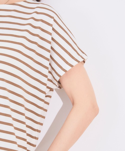 CROSS FUNCTION（クロスファンクション）の「《接触冷感》エブ楽フレンチスリーブTシャツ【CF/クロスファンクション】（Tシャツ/カットソー・レディース・マスタード/オフホワイト/ブラウン/ブラック/グリーン/オレンジ/ブラウン系その他/ブルー・LL/M/L）」の19枚目の写真