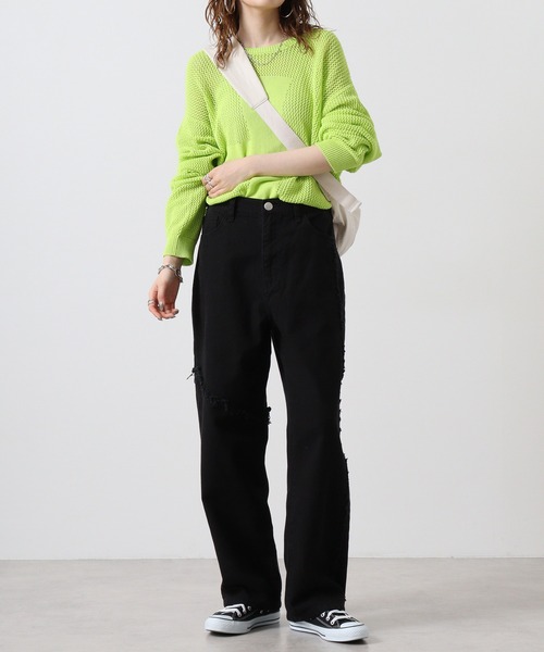 RE730（アールイーセブンサーティー）の「RE730 メッシュTシャツ（Tシャツ/カットソー・メンズ・ライム/オフホワイト/ブラック・L/M/XL）」の7枚目の写真