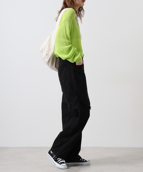 RE730（アールイーセブンサーティー）の「RE730 メッシュTシャツ（Tシャツ/カットソー・メンズ・ライム/オフホワイト/ブラック・L/M/XL）」の8枚目の写真