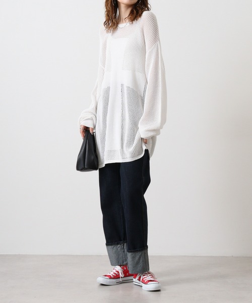 RE730（アールイーセブンサーティー）の「RE730 メッシュTシャツ（Tシャツ/カットソー・メンズ・ライム/オフホワイト/ブラック・L/M/XL）」の19枚目の写真