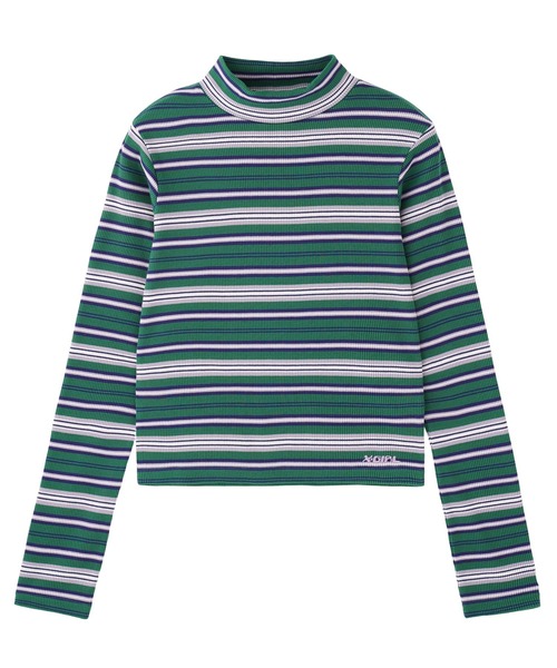 【セール】STRIPED HIGH NECK TOP（Tシャツ/カットソー）｜X-girl（エックスガール）