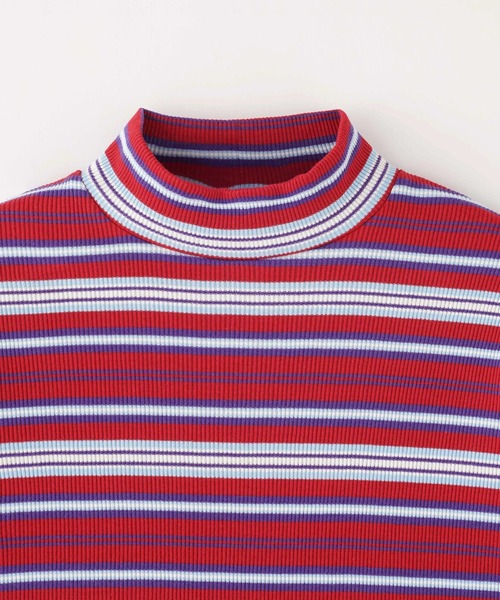 X-girl(エックスガール)の「STRIPED HIGH NECK TOP(Tシャツ/カットソー・レディース・レッド/ブラウン/グリーン・M/S)」の5枚目の写真