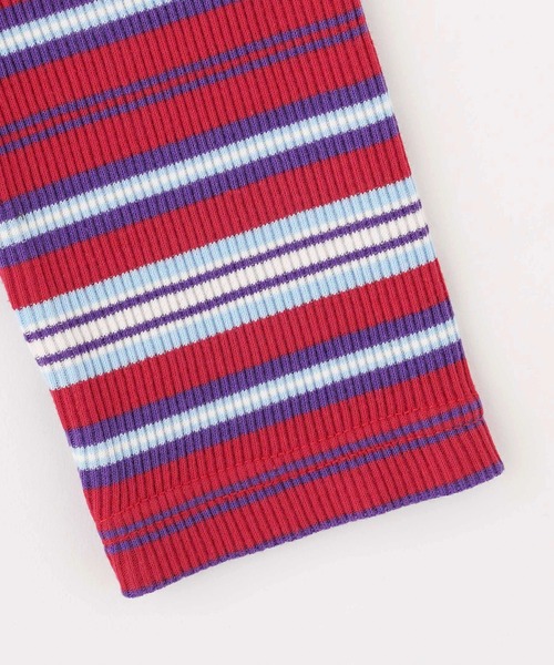 X-girl(エックスガール)の「STRIPED HIGH NECK TOP(Tシャツ/カットソー・レディース・レッド/ブラウン/グリーン・M/S)」の6枚目の写真