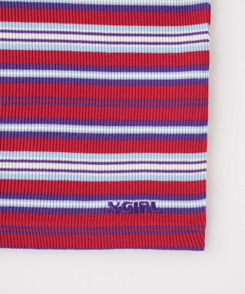 X-girl(エックスガール)の「STRIPED HIGH NECK TOP(Tシャツ/カットソー・レディース・レッド/ブラウン/グリーン・M/S)」の7枚目の写真