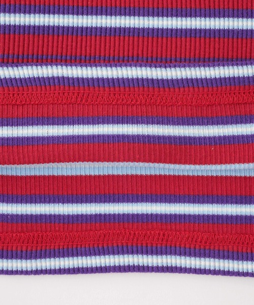 X-girl(エックスガール)の「STRIPED HIGH NECK TOP(Tシャツ/カットソー・レディース・レッド/ブラウン/グリーン・M/S)」の8枚目の写真