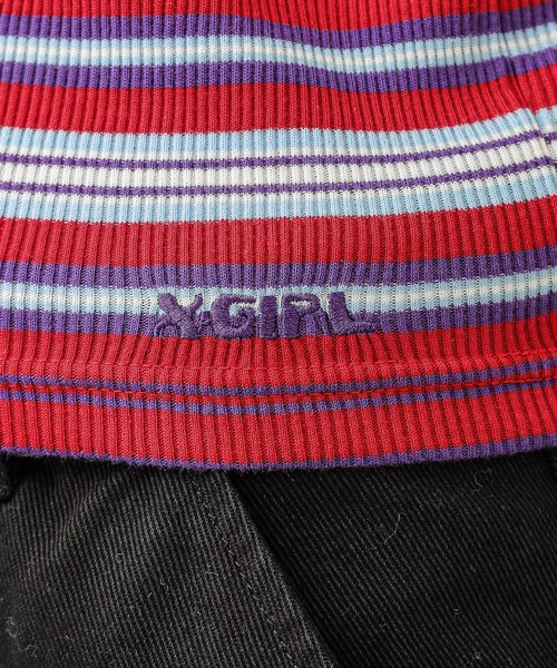 X-girl(エックスガール)の「STRIPED HIGH NECK TOP(Tシャツ/カットソー・レディース・レッド/ブラウン/グリーン・M/S)」の18枚目の写真