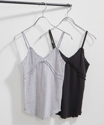 【洗える】パターンメッシュフリルキャミソール