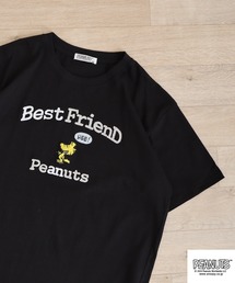 PEANUTS 天竺SNｻｶﾞﾗ・ﾁｪｰﾝ刺繍Tｼｬﾂ