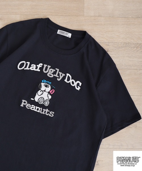 PEANUTS(ピーナッツ)の「PEANUTS 天竺SNサガラ・チェーン刺繍Tシャツ(Tシャツ/カットソー・メンズ・ブラック/ホワイト/アイボリー/グリーン系その他/ライトパープル/ブルーグリーン/ブラック系/ピンクベージュ/ホワイト系/ホワイト系1/ネイビー/レモンイエロー・LL/M/L)」の8枚目の写真