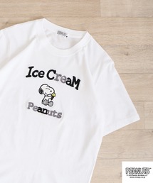 PEANUTS 天竺SNサガラ・チェーン刺繍Tシャツ