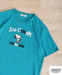 PEANUTS 天竺SNサガラ・チェーン刺繍Tシャツ