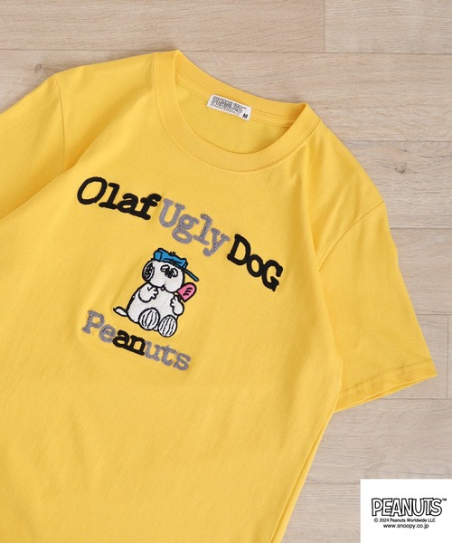 PEANUTS(ピーナッツ)の「PEANUTS 天竺SNサガラ・チェーン刺繍Tシャツ(Tシャツ/カットソー・メンズ・ブラック/ホワイト/アイボリー/グリーン系その他/ライトパープル/ブルーグリーン/ブラック系/ピンクベージュ/ホワイト系/ホワイト系1/ネイビー/レモンイエロー・LL/M/L)」の11枚目の写真