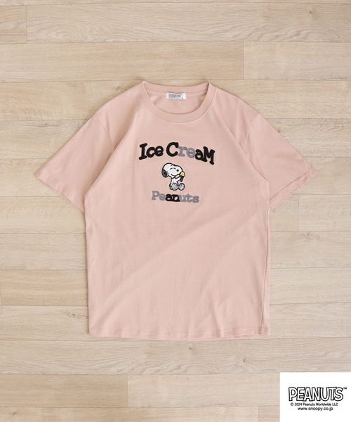 PEANUTS(ピーナッツ)の「PEANUTS 天竺SNサガラ・チェーン刺繍Tシャツ(Tシャツ/カットソー・メンズ・ブラック/ホワイト/アイボリー/グリーン系その他/ライトパープル/ブルーグリーン/ブラック系/ピンクベージュ/ホワイト系/ホワイト系1/ネイビー/レモンイエロー・LL/M/L)」の16枚目の写真