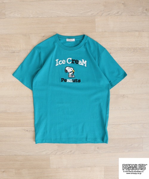 PEANUTS(ピーナッツ)の「PEANUTS 天竺SNサガラ・チェーン刺繍Tシャツ(Tシャツ/カットソー・メンズ・ブラック/ホワイト/アイボリー/グリーン系その他/ライトパープル/ブルーグリーン/ブラック系/ピンクベージュ/ホワイト系/ホワイト系1/ネイビー/レモンイエロー・LL/M/L)」の15枚目の写真
