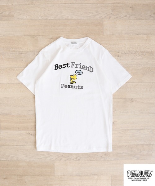 PEANUTS(ピーナッツ)の「PEANUTS 天竺SNサガラ・チェーン刺繍Tシャツ(Tシャツ/カットソー・メンズ・ブラック/ホワイト/アイボリー/グリーン系その他/ライトパープル/ブルーグリーン/ブラック系/ピンクベージュ/ホワイト系/ホワイト系1/ネイビー/レモンイエロー・LL/M/L)」の13枚目の写真