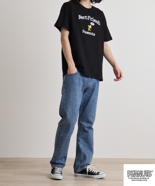PEANUTS(ピーナッツ)の「PEANUTS 天竺SNサガラ・チェーン刺繍Tシャツ(Tシャツ/カットソー・メンズ・ブラック/ホワイト/アイボリー/グリーン系その他/ライトパープル/ブルーグリーン/ブラック系/ピンクベージュ/ホワイト系/ホワイト系1/ネイビー/レモンイエロー・LL/M/L)」の21枚目の写真