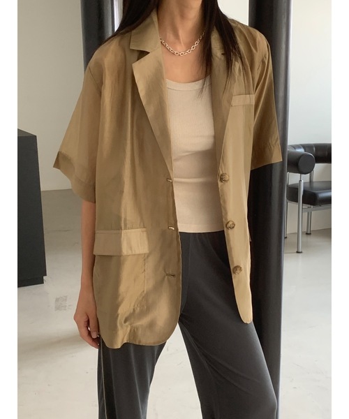 Didot.showroom(ディドット ショールーム)の「シアーハーフジャケット(テーラードジャケット・レディース・ブラック/チャコール/ベージュ/インディゴブルー・FREE)」の8枚目の写真