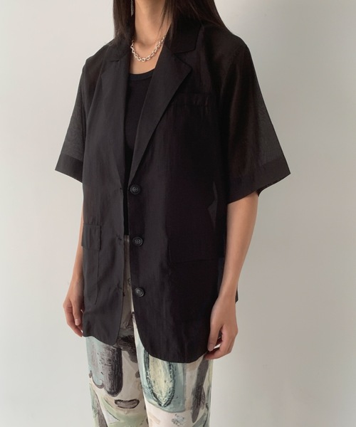 Didot.showroom(ディドット ショールーム)の「シアーハーフジャケット(テーラードジャケット・レディース・ブラック/チャコール/ベージュ/インディゴブルー・FREE)」の18枚目の写真
