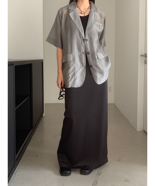 Didot.showroom(ディドット ショールーム)の「シアーハーフジャケット(テーラードジャケット・レディース・ブラック/チャコール/ベージュ/インディゴブルー・FREE)」の7枚目の写真
