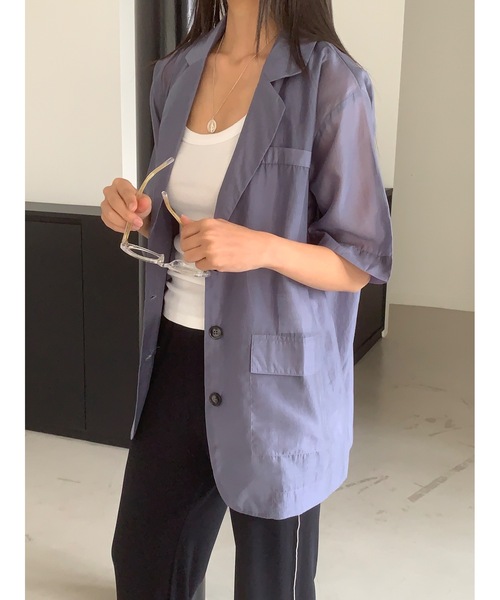 Didot.showroom(ディドット ショールーム)の「シアーハーフジャケット(テーラードジャケット・レディース・ブラック/チャコール/ベージュ/インディゴブルー・FREE)」の21枚目の写真