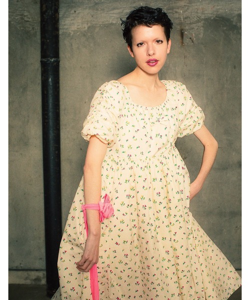 リトルサニーバイト☆2025SS rose tiered dress アイボリー セール】【Little Sunny Bite】rose print long dress（ドレス